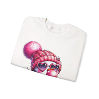 Pink Girly Snowman with Heart Sunglasses and Bubblegum Winter – Gildan Heavy Blend | Trendy Women’s Soft Sweatshirt. Direct to Garment. Printed & Shipped in the USA. Unisex Sizes.