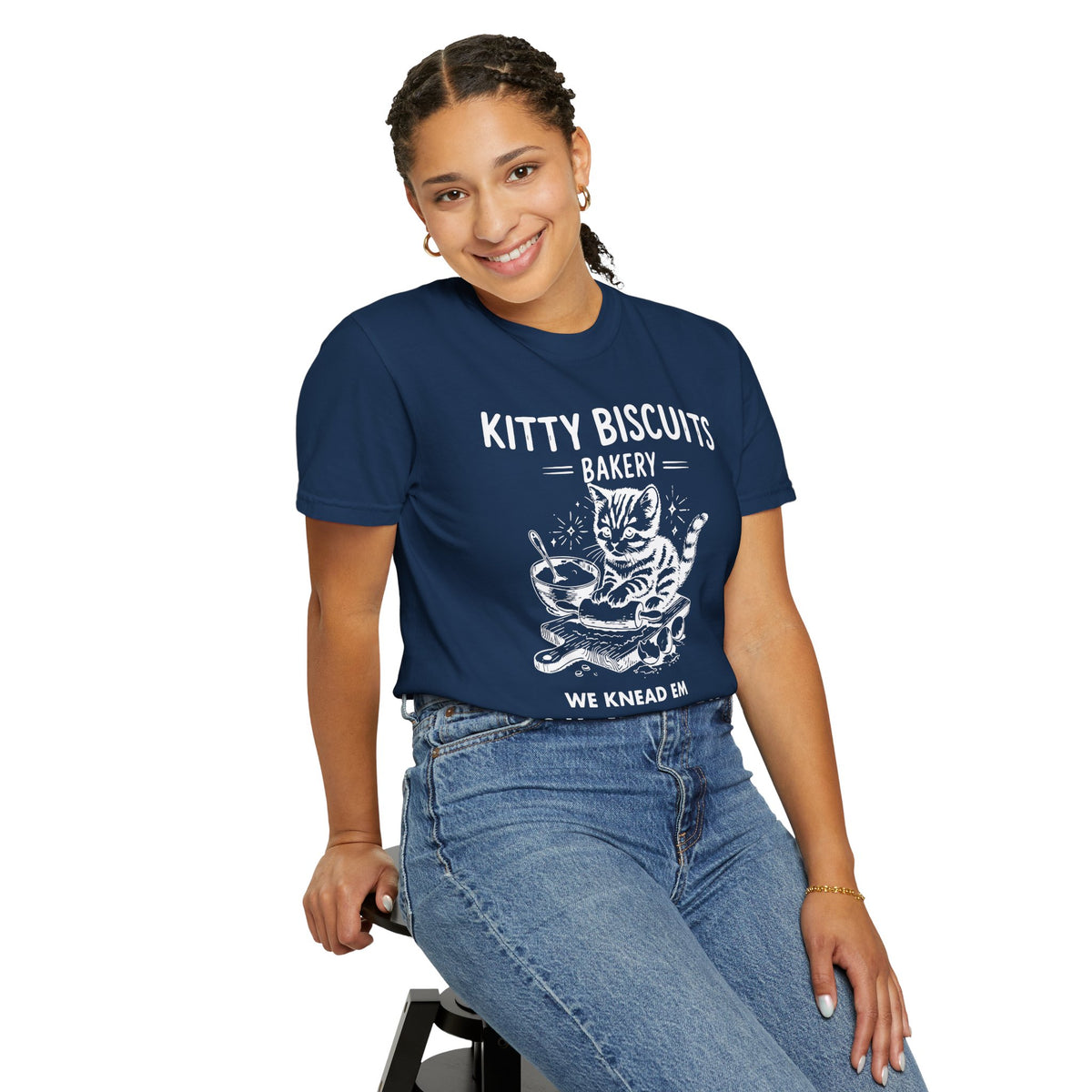 Kitty Biscuits Bakery - Comfort Colors | Trendy Women's and Men's T-Shirt. Direct to Garment. Printed & Shipped in the USA. Unisex Sizes.