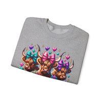 Cute Highland Cows Bingo Squad – Gildan Heavy Blend | Trendy Women’s Soft Sweatshirt. Direct to Garment. Printed & Shipped in the USA. Unisex Sizes.