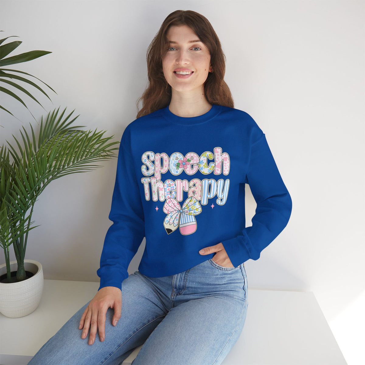 Speech Therapy - Pink Blue Coquette – Gildan Heavy Blend | Trendy Women’s Soft Sweatshirt. Direct to Garment. Printed & Shipped in the USA. Unisex Sizes.