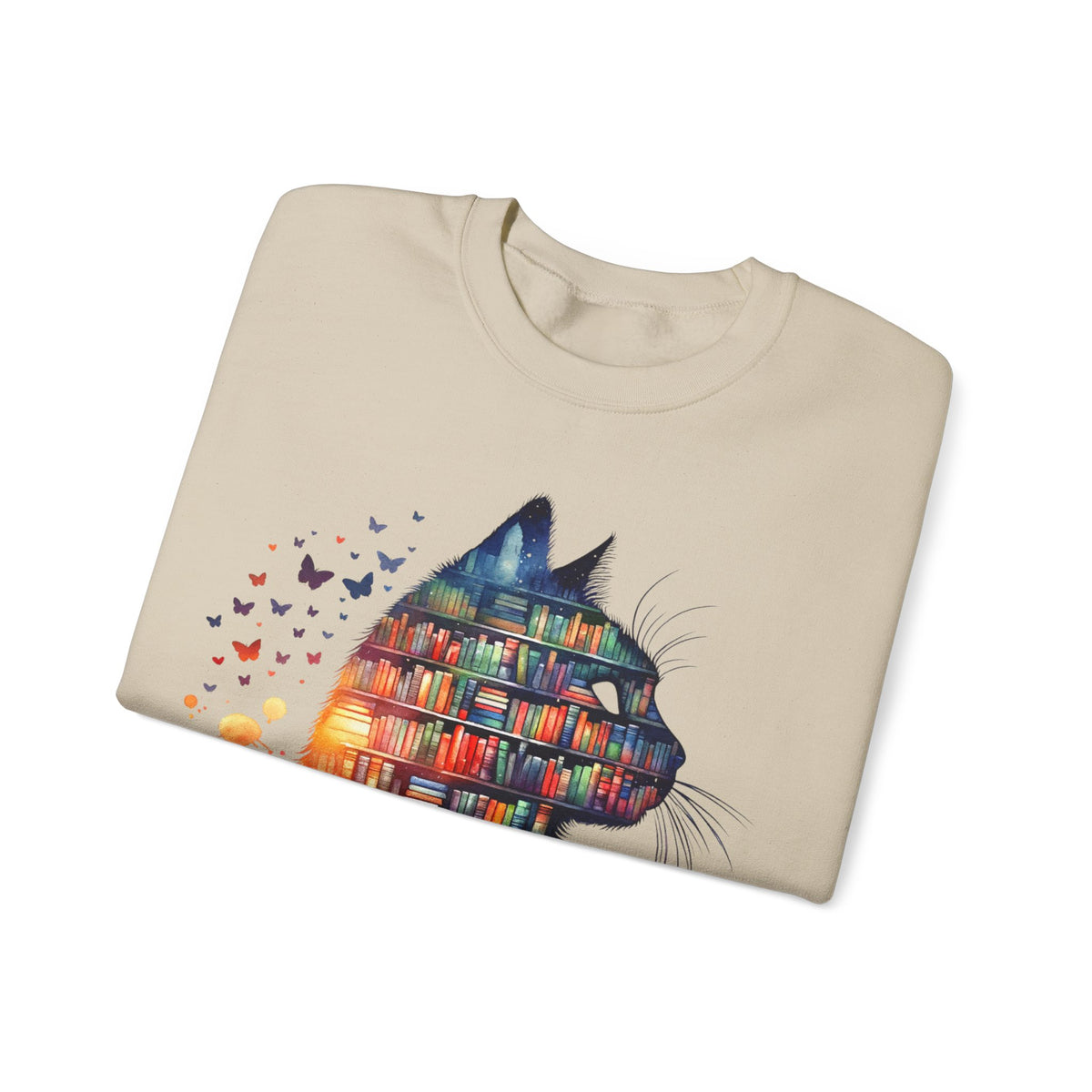 Cat Silhouette for Book Lovers – Gildan Heavy Blend | Trendy Women’s Soft Sweatshirt. Direct to Garment. Printed & Shipped in the USA. Unisex Sizes.
