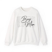 Boy Mom Typography – Gildan Heavy Blend | Trendy Women’s Soft Sweatshirt. Direct to Garment. Printed & Shipped in the USA. Unisex Sizes.