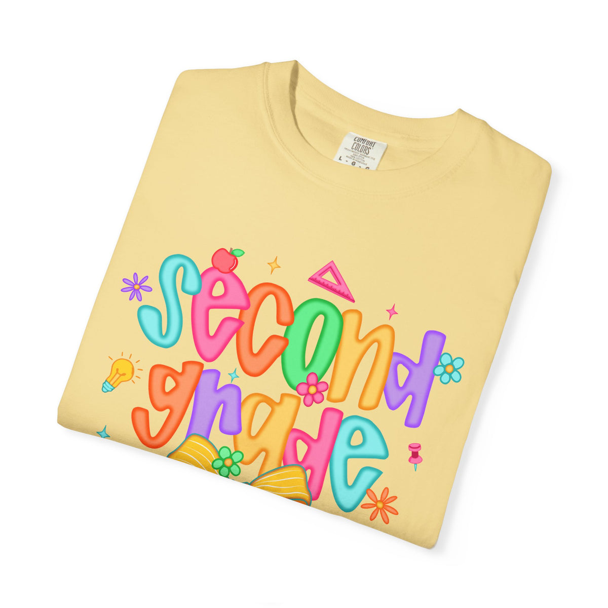 Coquette Second Grade Pencil Bow - Comfort Colors | Trendy Women's T-Shirt. Direct to Garment. Printed & Shipped in the USA. Unisex Sizes.