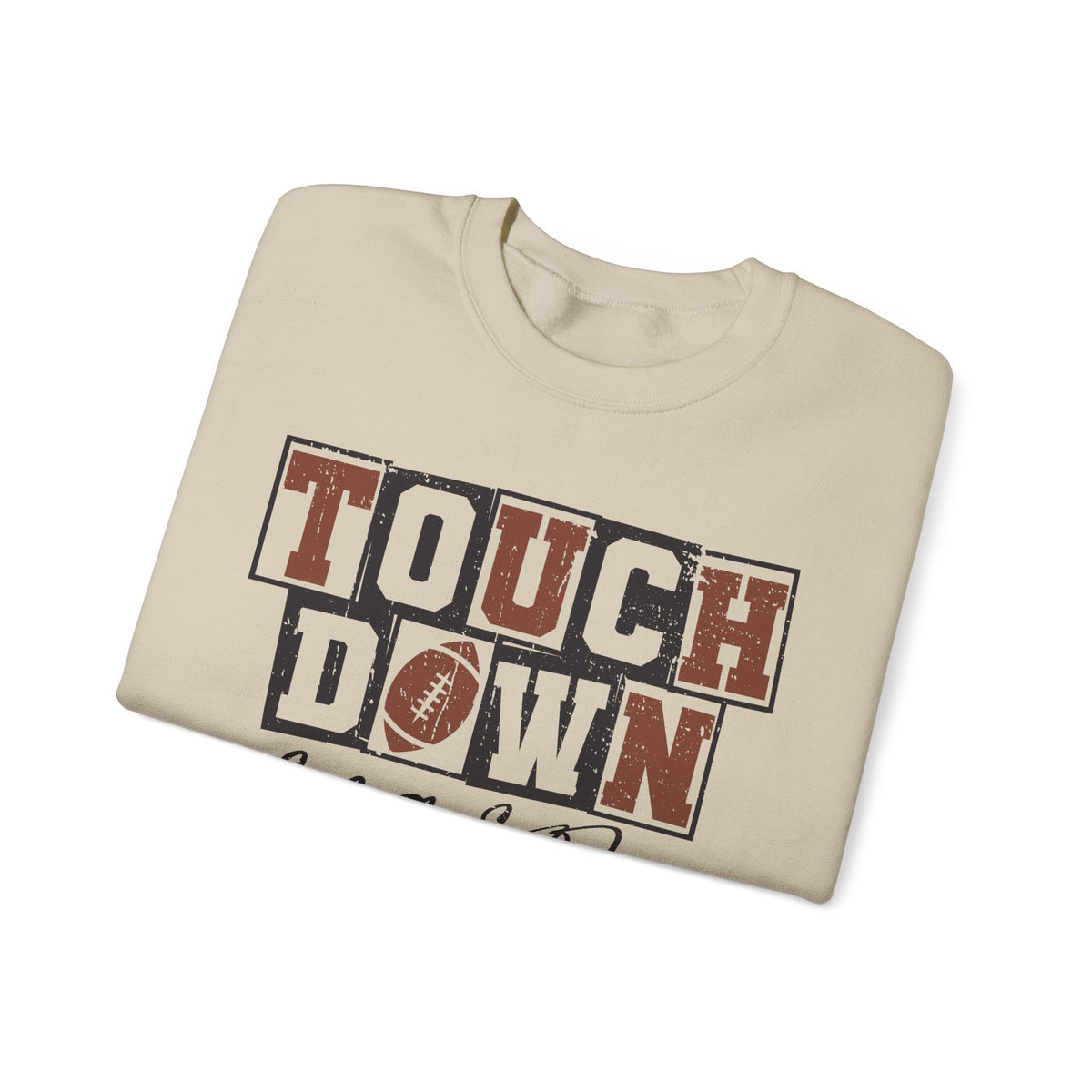 Touchdown Season - Distressed – Gildan Heavy Blend | Trendy Men's and Women’s Soft Sweatshirt. Direct to Garment. Printed & Shipped in the USA. Unisex Sizes.