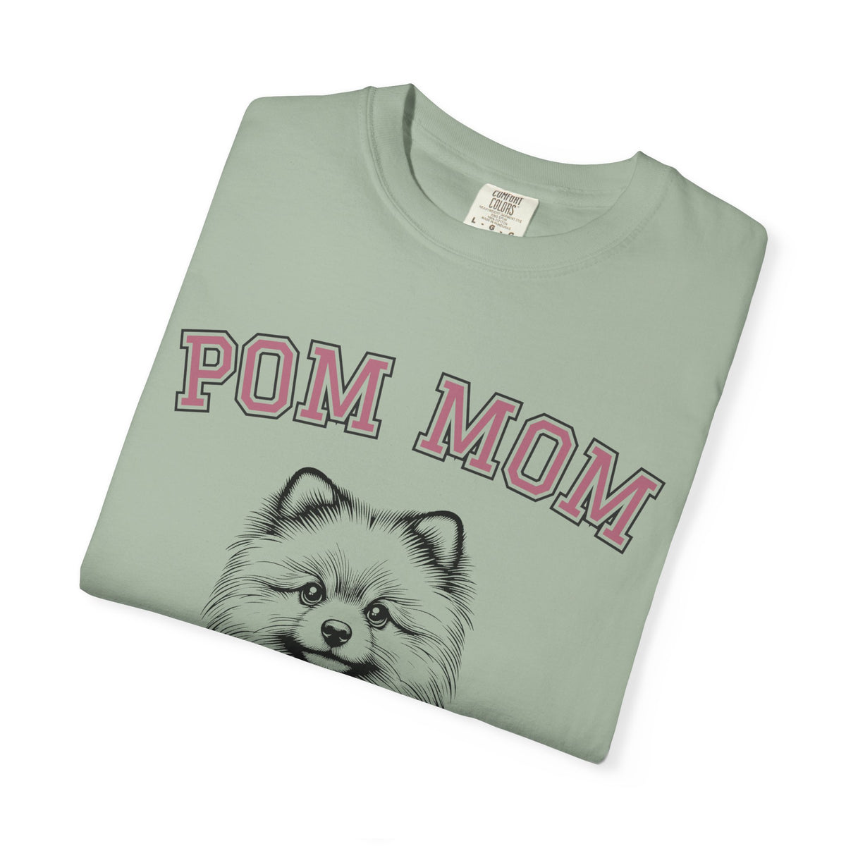 Pom Mom, Varsity - Comfort Colors | Trendy Women's T-Shirt. Direct to Garment. Printed & Shipped in the USA. Unisex Sizes.