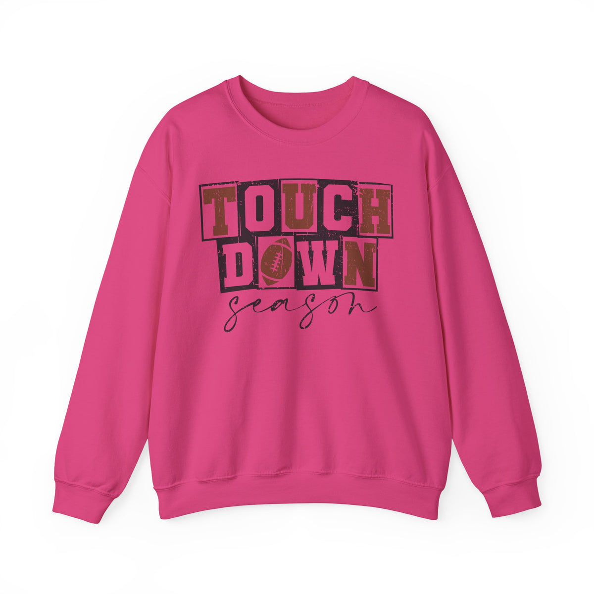 Touchdown Season - Distressed – Gildan Heavy Blend | Trendy Men's and Women’s Soft Sweatshirt. Direct to Garment. Printed & Shipped in the USA. Unisex Sizes.