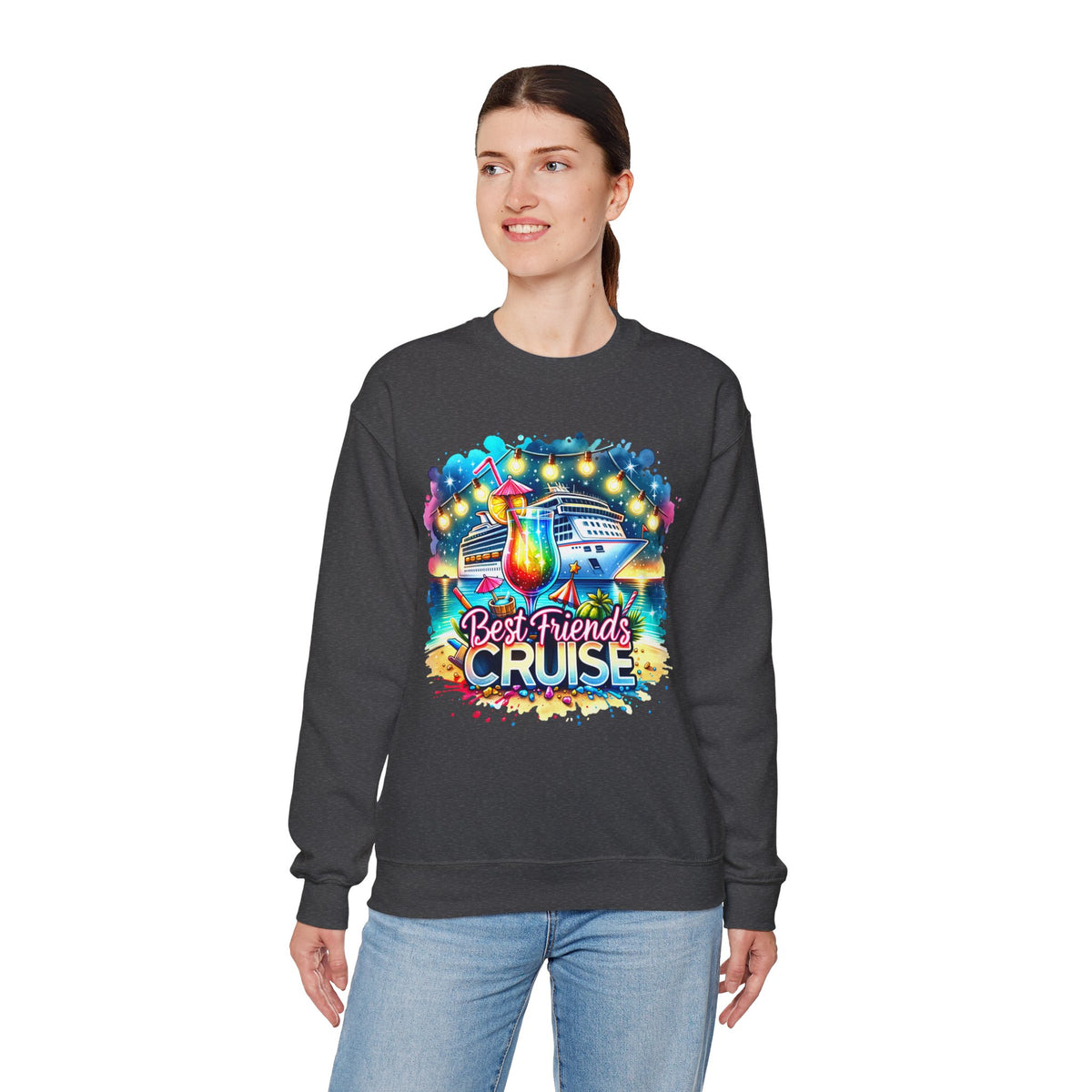 Best Friends Cruise – Gildan Heavy Blend | Trendy Women’s Soft Sweatshirt. Direct to Garment. Printed & Shipped in the USA. Unisex Sizes.