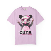 Cute But Feral, Possum in Pink Bibs - Comfort Colors | Trendy Women's T-Shirt. Direct to Garment. Printed & Shipped in the USA. Unisex Sizes.