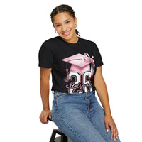 Pink Coquette, Class of 2026 Graduation Cap - Comfort Colors | Trendy Women's T-Shirt. Direct to Garment. Printed & Shipped in the USA. Unisex Sizes.