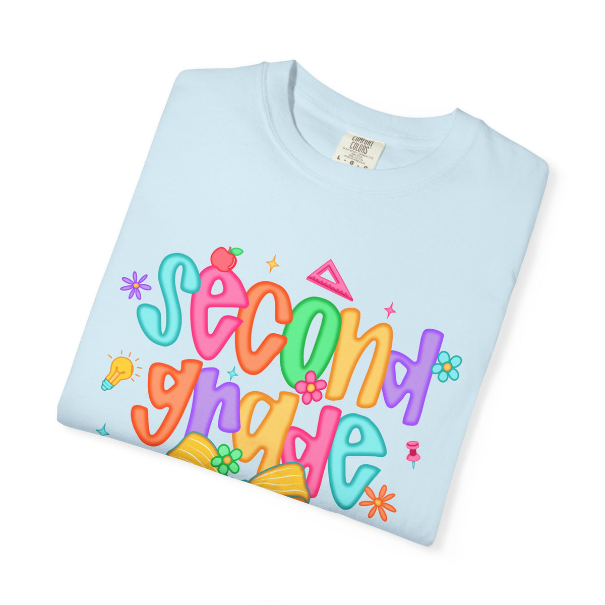 Coquette Second Grade Pencil Bow - Comfort Colors | Trendy Women's T-Shirt. Direct to Garment. Printed & Shipped in the USA. Unisex Sizes.
