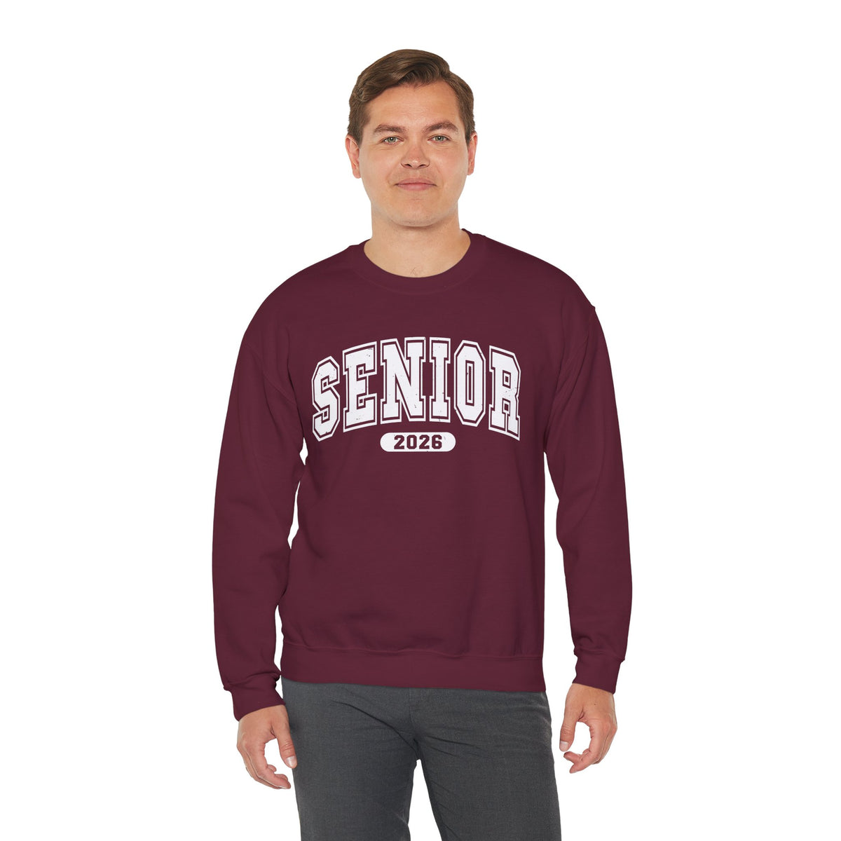 Senior 2026, Varsity – Gildan Heavy Blend | Trendy Women’s and Men's Soft Sweatshirt. Direct to Garment. Printed & Shipped in the USA. Unisex Sizes.