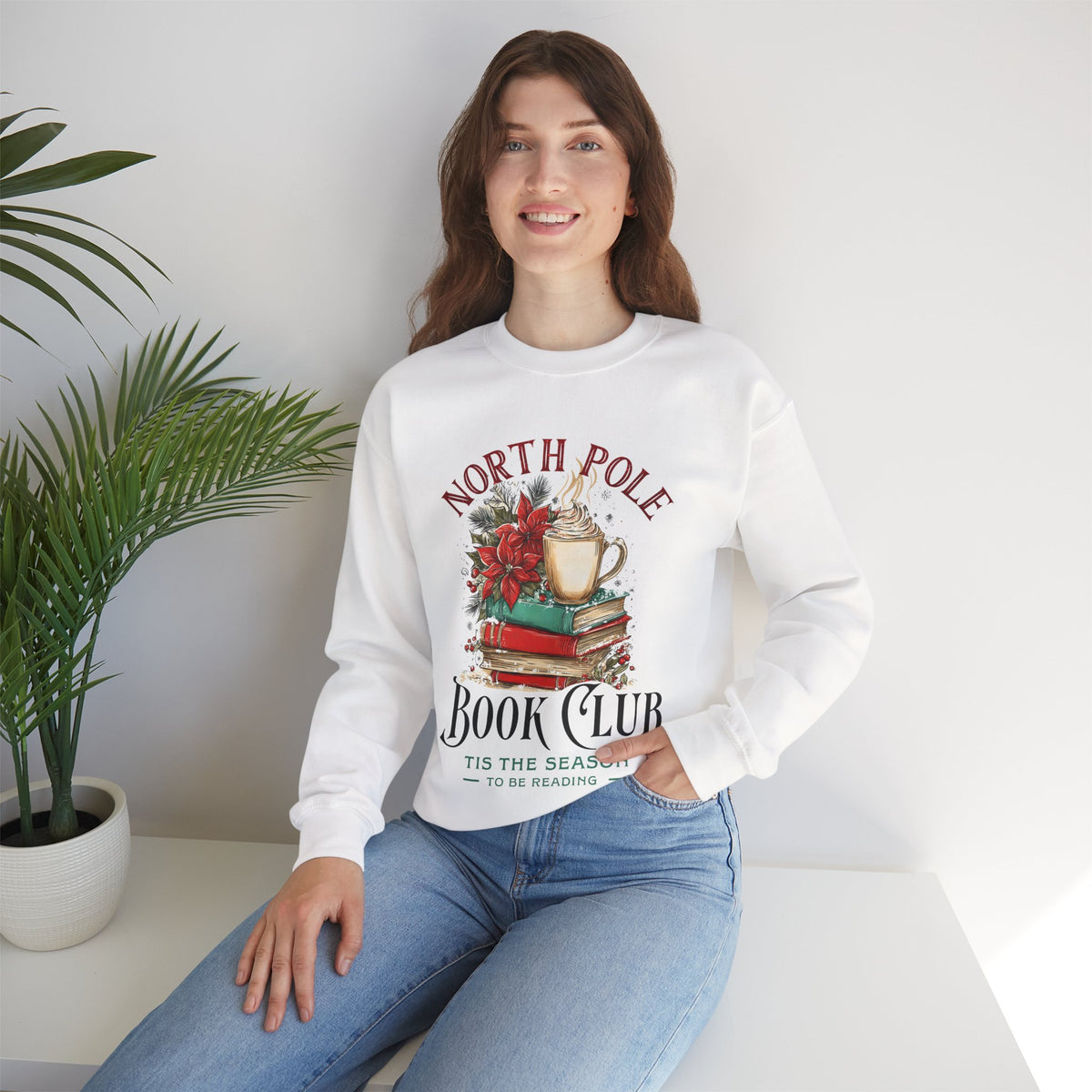 North Pole Book Club – Gildan Heavy Blend | Trendy Women’s Soft Sweatshirt. Direct to Garment. Printed & Shipped in the USA. Unisex Sizes.