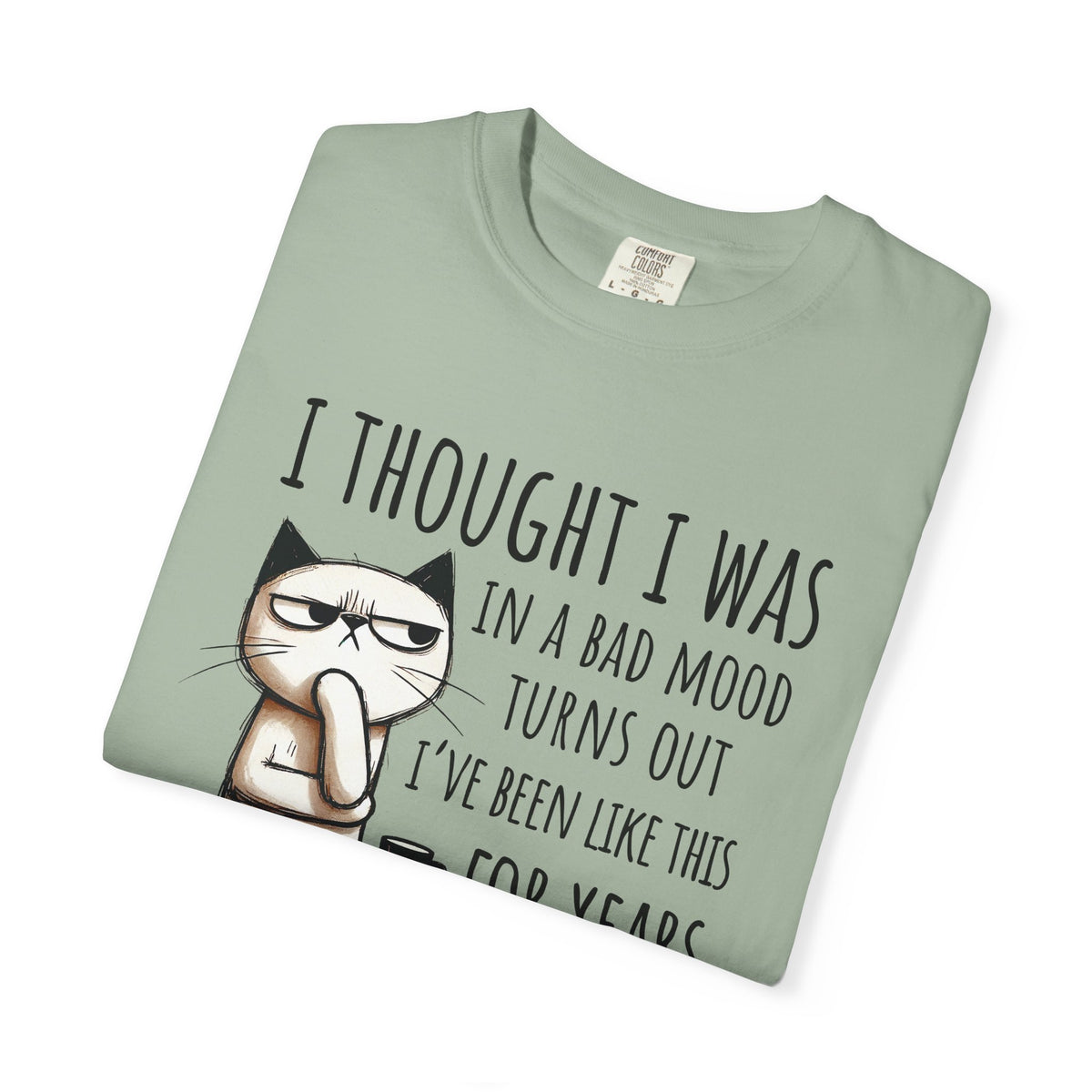 I Thought I Was In A Bad Mood, Grumpy Cat - Comfort Colors | Trendy Men's and Women's T-Shirt. Direct to Garment. Printed & Shipped in the USA. Unisex Sizes.