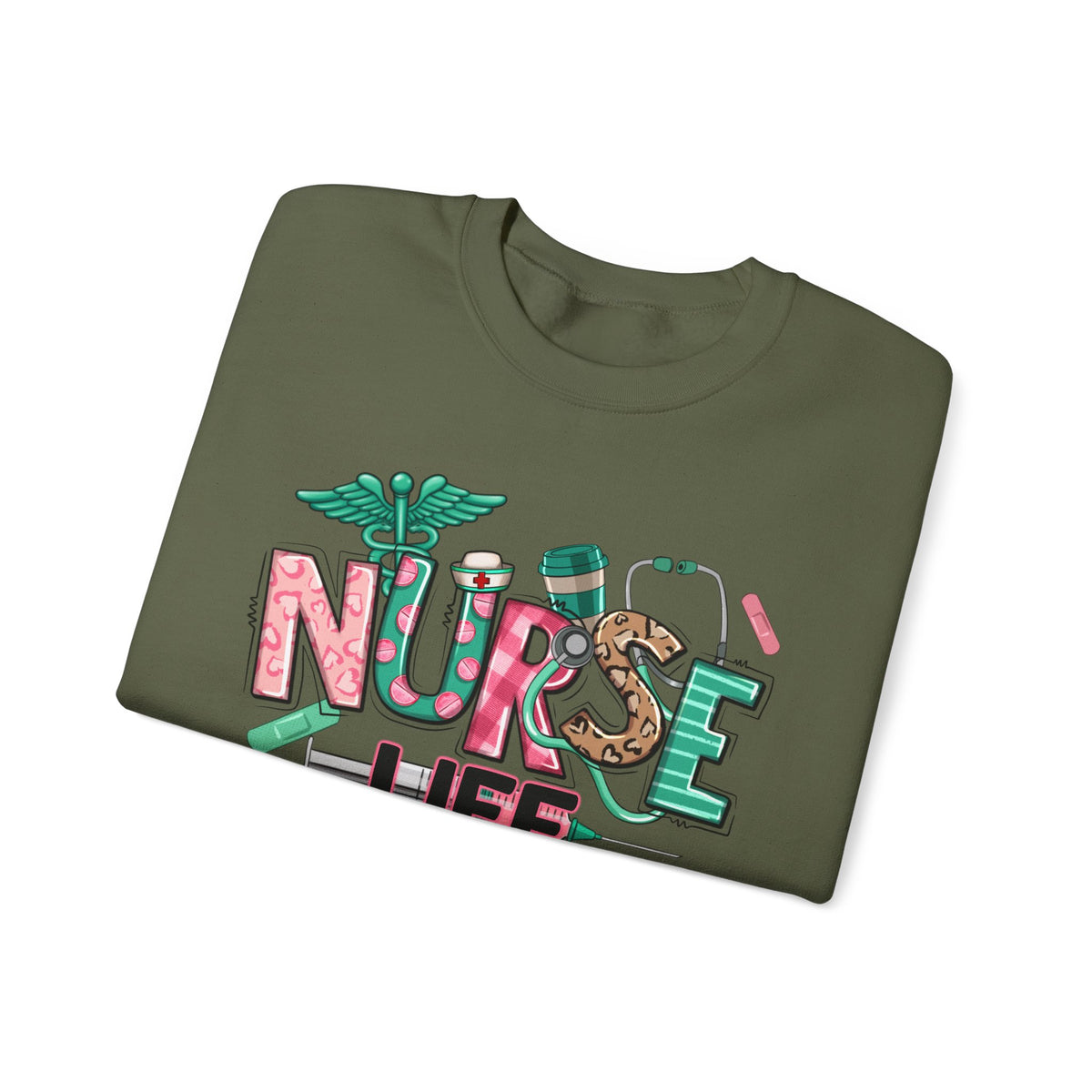 Nurse Life Cute Preppy Healthcare – Gildan Heavy Blend | Trendy Women’s Soft Sweatshirt. Direct to Garment. Printed & Shipped in the USA. Unisex Sizes.
