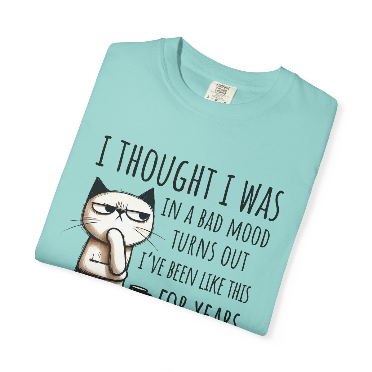 I Thought I Was In A Bad Mood, Grumpy Cat - Comfort Colors | Trendy Men's and Women's T-Shirt. Direct to Garment. Printed & Shipped in the USA. Unisex Sizes.