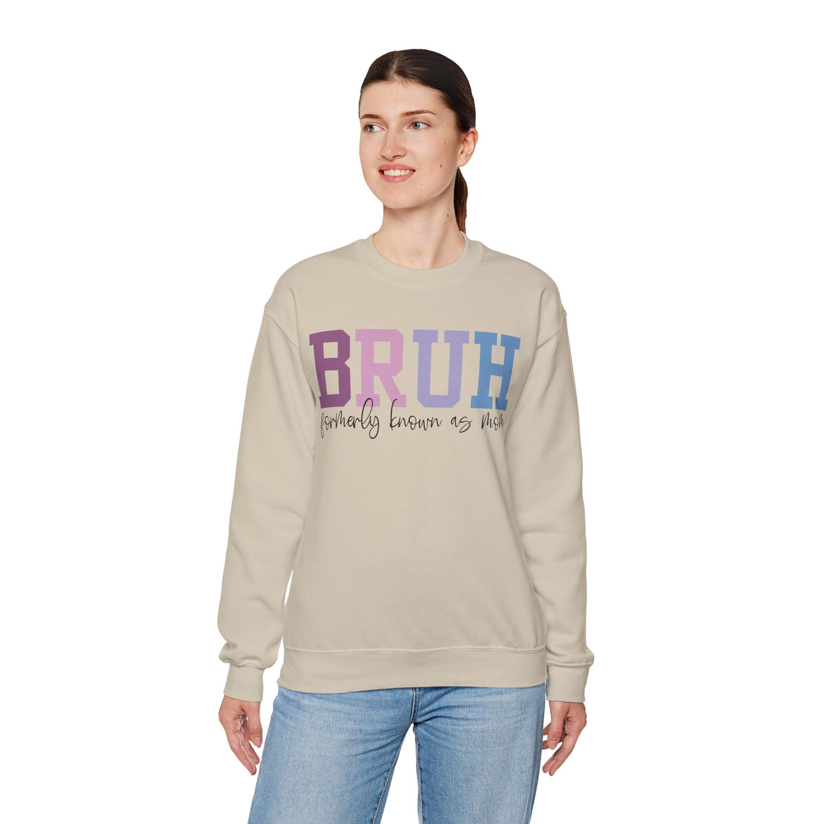 BRUH Formerly Known As Mom – Gildan Heavy Blend | Trendy Women’s Soft Sweatshirt. Direct to Garment. Printed & Shipped in the USA. Unisex Sizes.