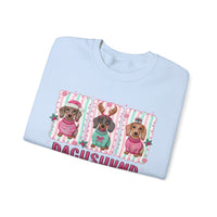 Dachshund Through the Snow – Gildan Heavy Blend | Trendy Women’s Soft Sweatshirt. Direct to Garment. Printed & Shipped in the USA. Unisex Sizes.