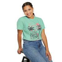 Feral Girl Summer, Possum on a Beach - Comfort Colors | Trendy Women's T-Shirt. Direct to Garment. Printed & Shipped in the USA. Unisex Sizes.