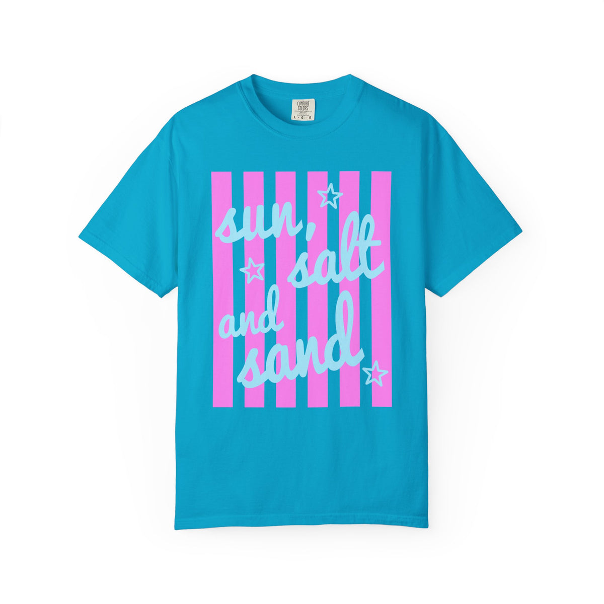 Sun, Salt and Sand - Comfort Colors | Trendy Women's T-Shirt. Direct to Garment. Printed & Shipped in the USA. Unisex Sizes.