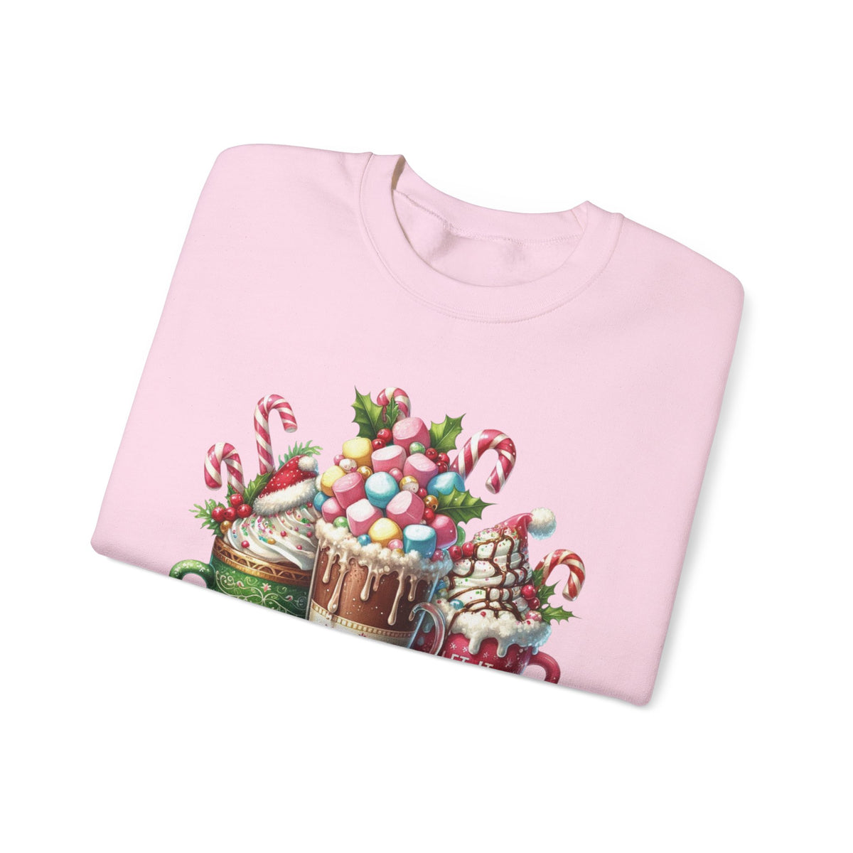 Hot Chocolate Mugs Christmas Hot Cocoa – Gildan Heavy Blend | Trendy Women’s Soft Sweatshirt. Direct to Garment. Printed & Shipped in the USA. Unisex Sizes.