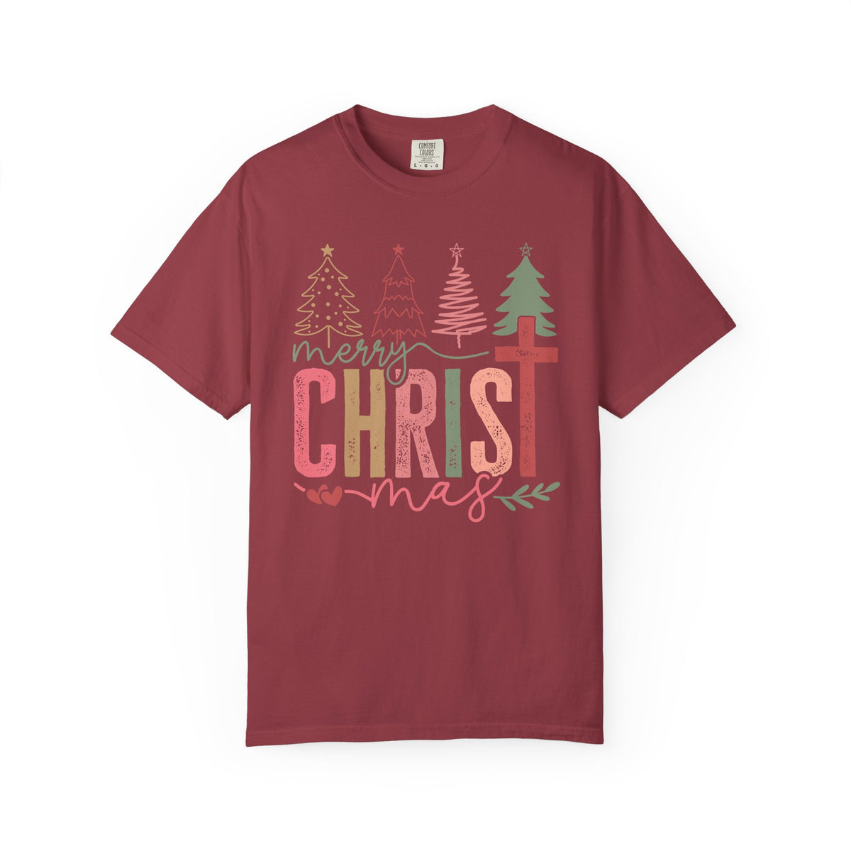 Merry ChrisTmas Christian Faith Graphic - Comfort Colors | Trendy Women's T-Shirt. Direct to Garment. Printed & Shipped in the USA. Unisex Sizes.