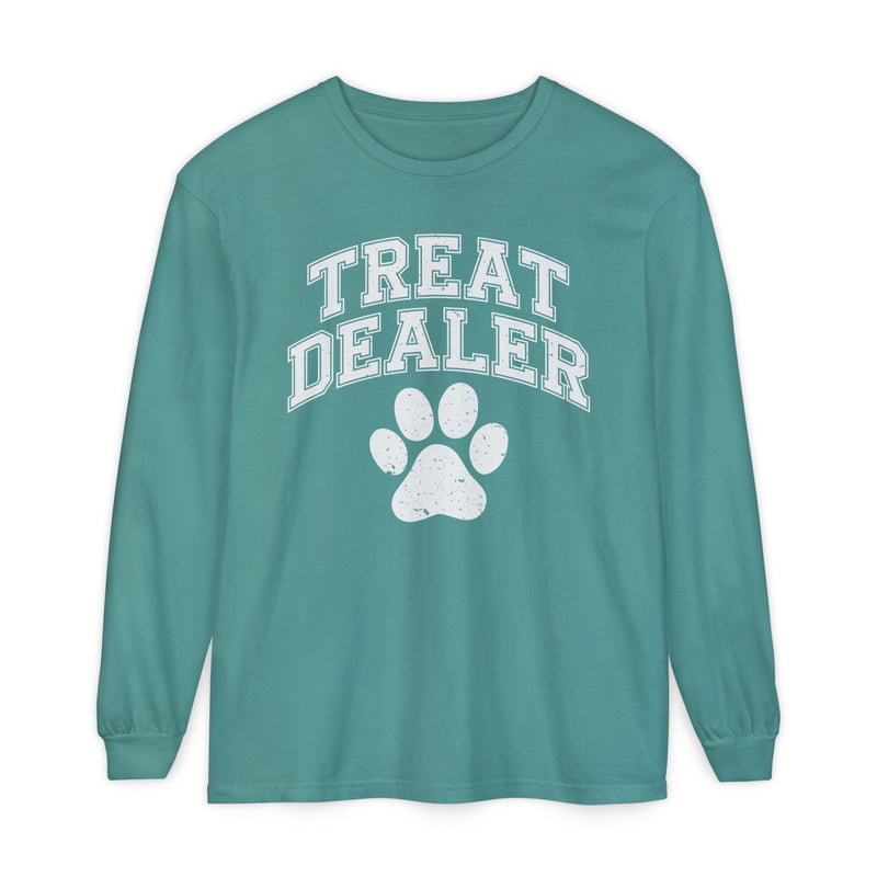Treat Dealer, Dog Lover - Comfort Colors | Trendy Women's and Men's Long Sleeve T-Shirt. Direct to Garment. Printed & Shipped in the USA. Unisex Sizes.