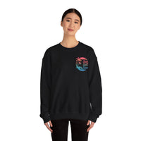 Sun Salt Sand, Beach Sunset - Front & Back Print – Gildan Heavy Blend | Trendy Women’s and Men's Soft Sweatshirt. Direct to Garment. Printed & Shipped in the USA. Unisex Sizes.