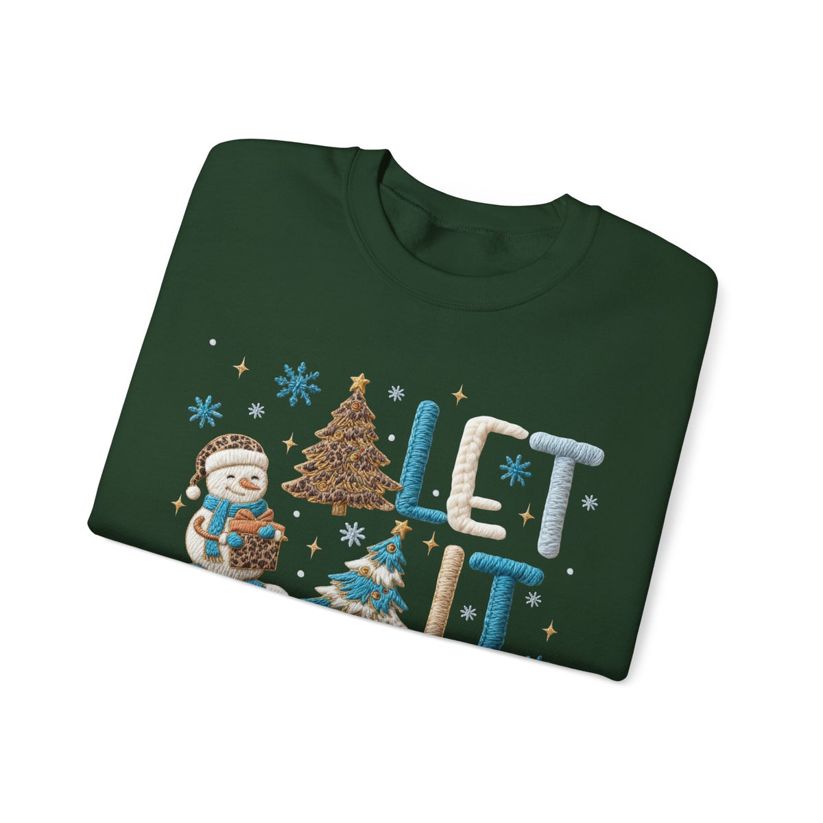 Let It Snow, Snowman – Gildan Heavy Blend | Trendy Women’s Soft Sweatshirt. Direct to Garment. Printed & Shipped in the USA. Unisex Sizes.