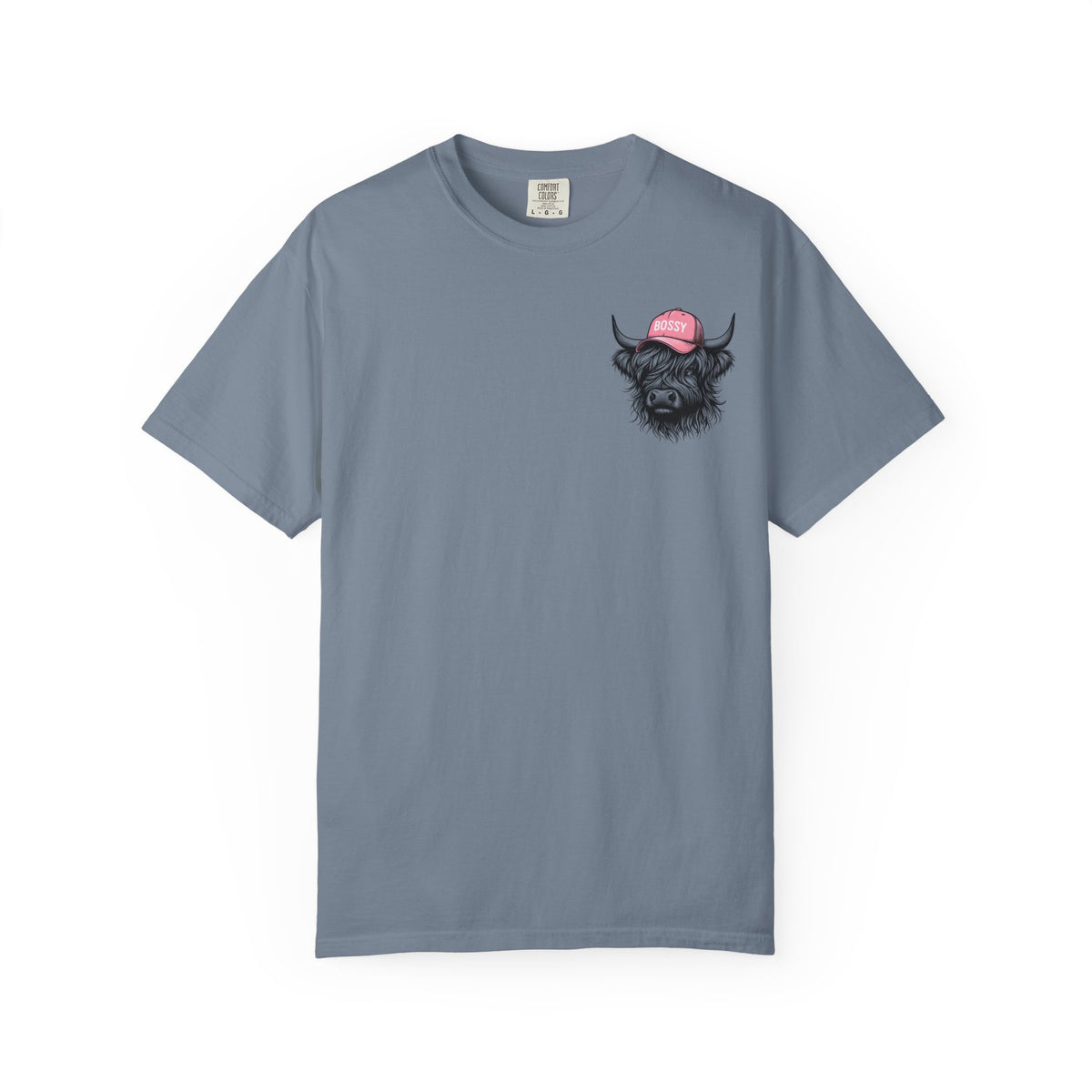 Head Heffa Highland Cow, Front & Back Print - Comfort Colors | Trendy Women's T-Shirt. Direct to Garment. Printed & Shipped in the USA. Unisex Sizes.