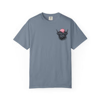 Head Heffa Highland Cow, Front & Back Print - Comfort Colors | Trendy Women's T-Shirt. Direct to Garment. Printed & Shipped in the USA. Unisex Sizes.