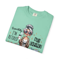 Retired Not Expired, Leopard Funny Grandma - Comfort Colors | Trendy Women's T-Shirt. Direct to Garment. Printed & Shipped in the USA. Unisex Sizes.