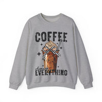 Coffee Changes Everything, Iced Coffee, Coffee Lovers – Gildan Heavy Blend | Trendy Women’s Soft Sweatshirt. Direct to Garment. Printed & Shipped in the USA. Unisex Sizes.