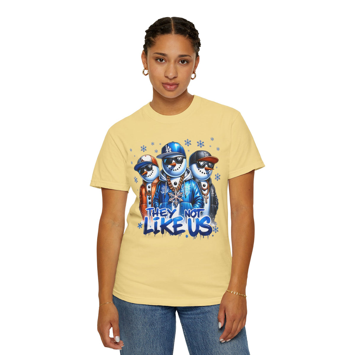 They Not Like Us Snowman - Comfort Colors | Trendy Men's and Women's T-Shirt. Direct to Garment. Printed & Shipped in the USA. Unisex Sizes.