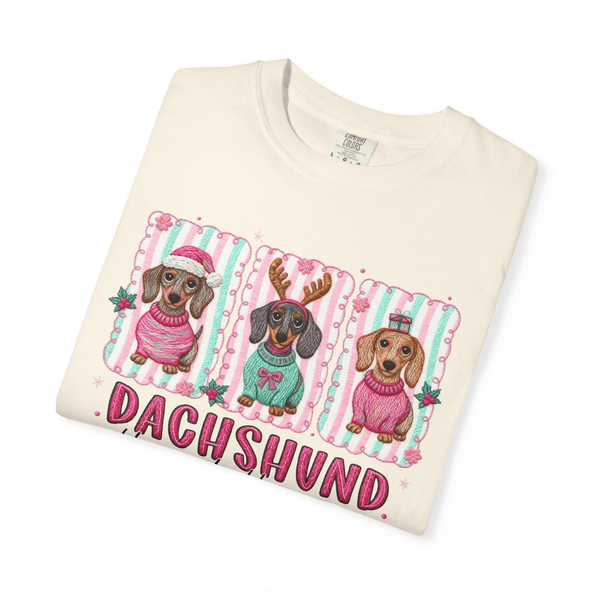 Dachshund Through the Snow - Comfort Colors | Trendy Women's T-Shirt. Direct to Garment. Printed & Shipped in the USA. Unisex Sizes.