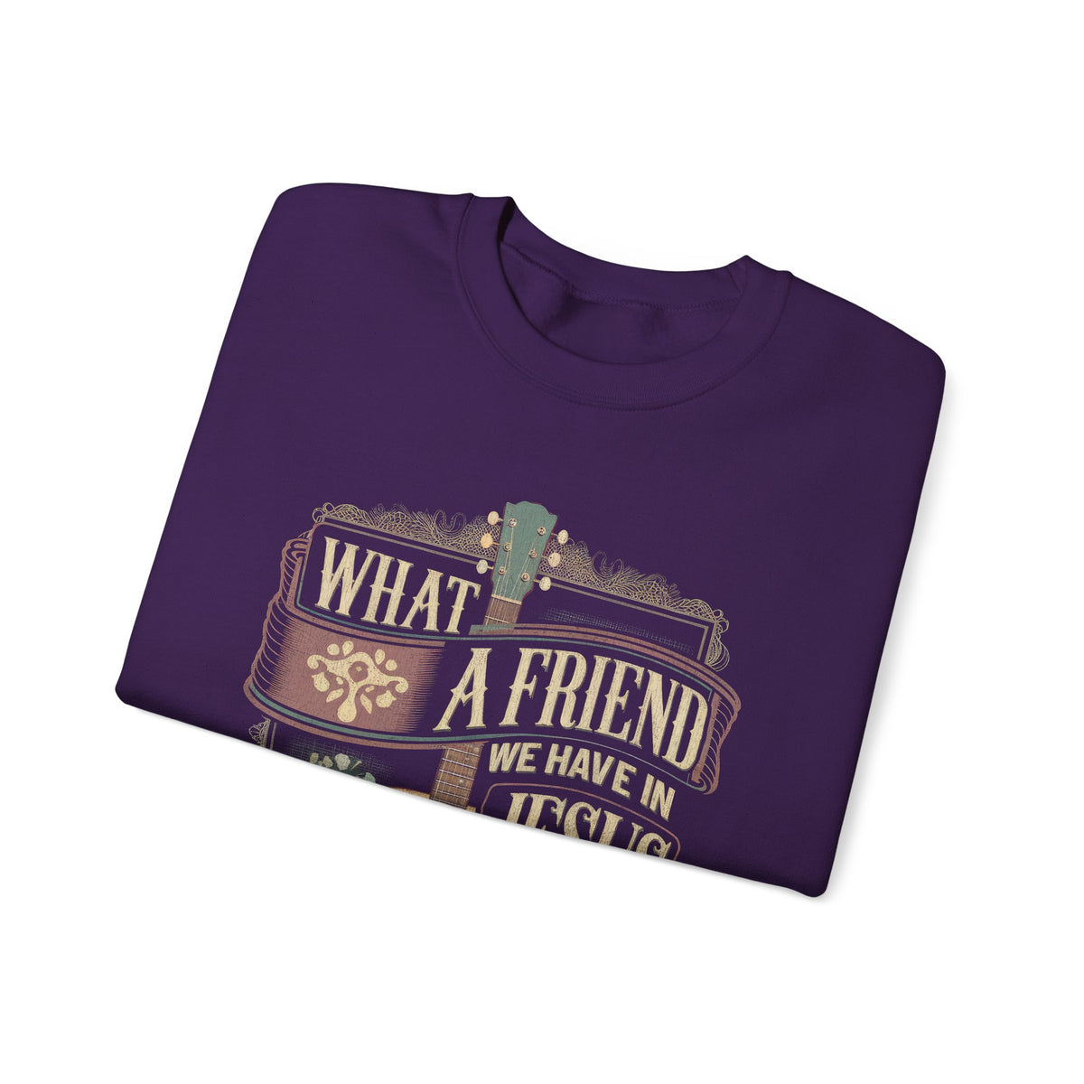 What a Friend We Have in Jesus, Guitar Vintage – Gildan Heavy Blend | Trendy Women’s Soft Sweatshirt. Direct to Garment. Printed & Shipped in the USA. Unisex Sizes.