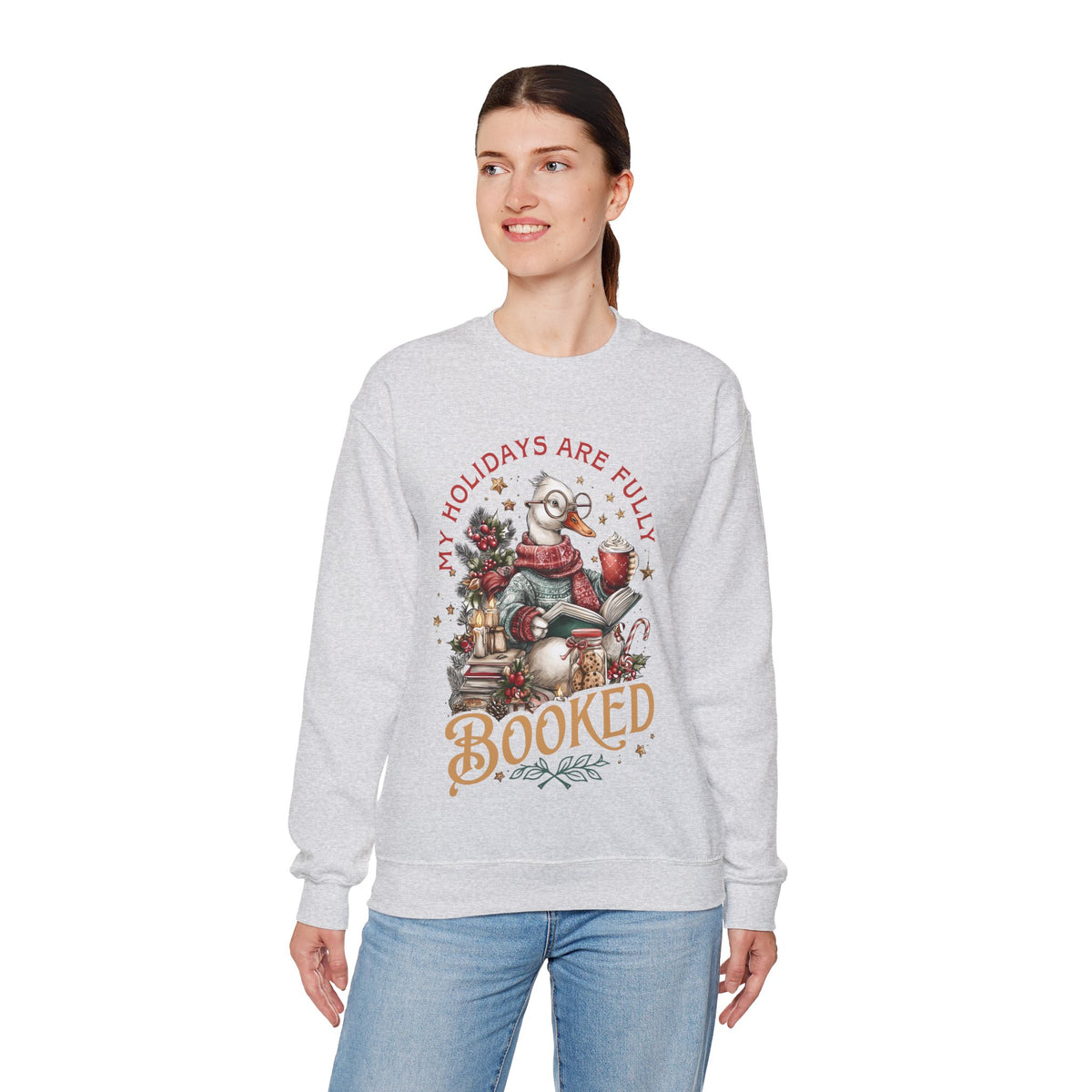 My Holidays are Fluffy and Booked – Gildan Heavy Blend | Trendy Women’s Soft Sweatshirt. Direct to Garment. Printed & Shipped in the USA. Unisex Sizes.