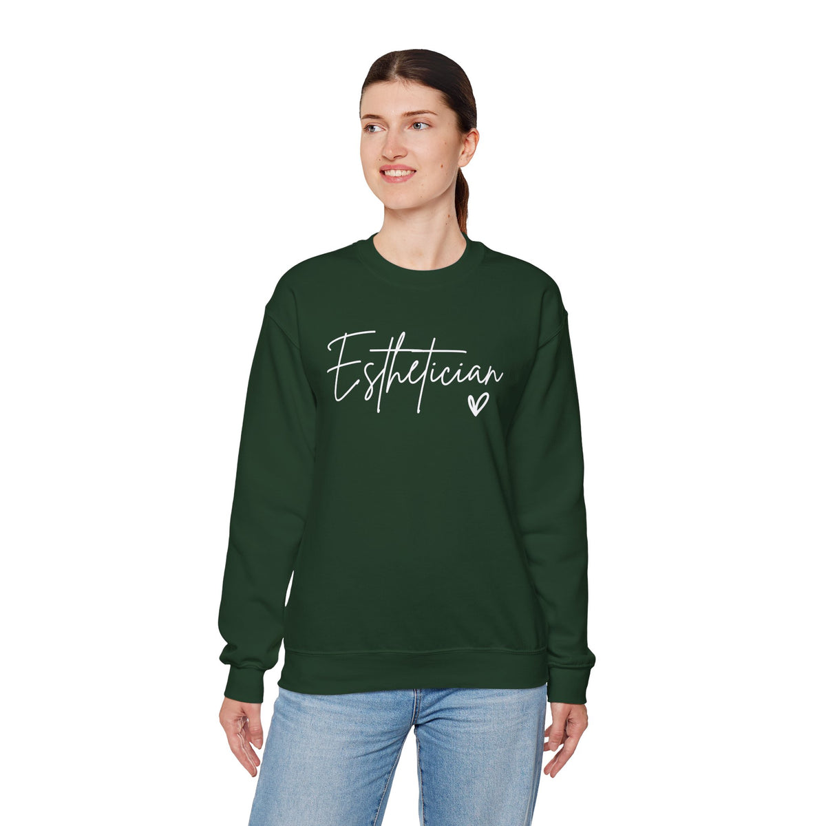 Esthetician Script, Perfect Gift for Your Botox Magician – Gildan Heavy Blend | Trendy Women’s Soft Sweatshirt. Direct to Garment. Printed & Shipped in the USA. Unisex Sizes.