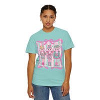 Coquette Pastel Christmas Nutcracker Trio Pink and Green - Comfort Colors | Trendy Women's T-Shirt. Direct to Garment. Printed & Shipped in the USA. Unisex Sizes.