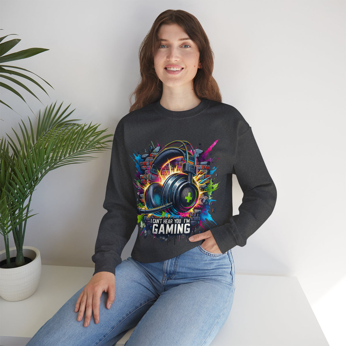 Gaming Headset I Can't Hear You, I'm Gaming – Gildan Heavy Blend | Trendy Women’s and Men's Soft Sweatshirt. Direct to Garment. Printed & Shipped in the USA. Unisex Sizes.
