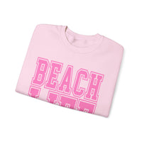 Beach Life – Gildan Heavy Blend | Trendy Men's & Women’s Soft Sweatshirt. Direct to Garment. Printed & Shipped in the USA. Unisex Sizes.