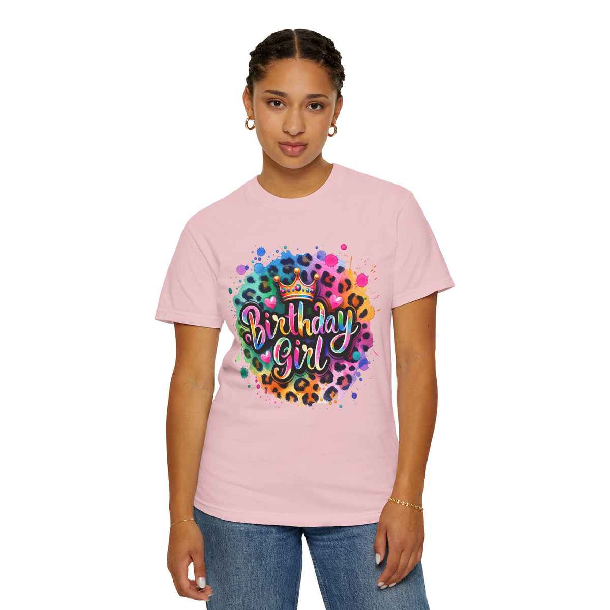 Birthday Girl, Neon Leopard - Comfort Colors | Trendy Women's T-Shirt. Direct to Garment. Printed & Shipped in the USA. Unisex Sizes.