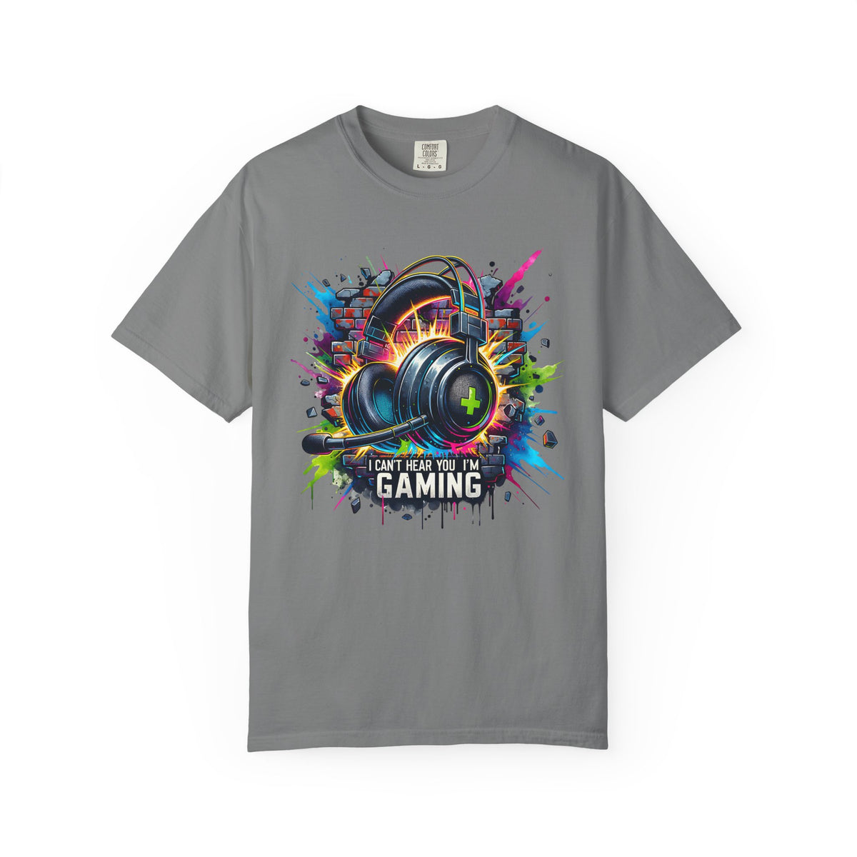 Gaming Headset I Can't Hear You, I'm Gaming - Comfort Colors | Trendy Men's And Women's T-Shirt. Direct to Garment. Printed & Shipped in the USA. Unisex Sizes.