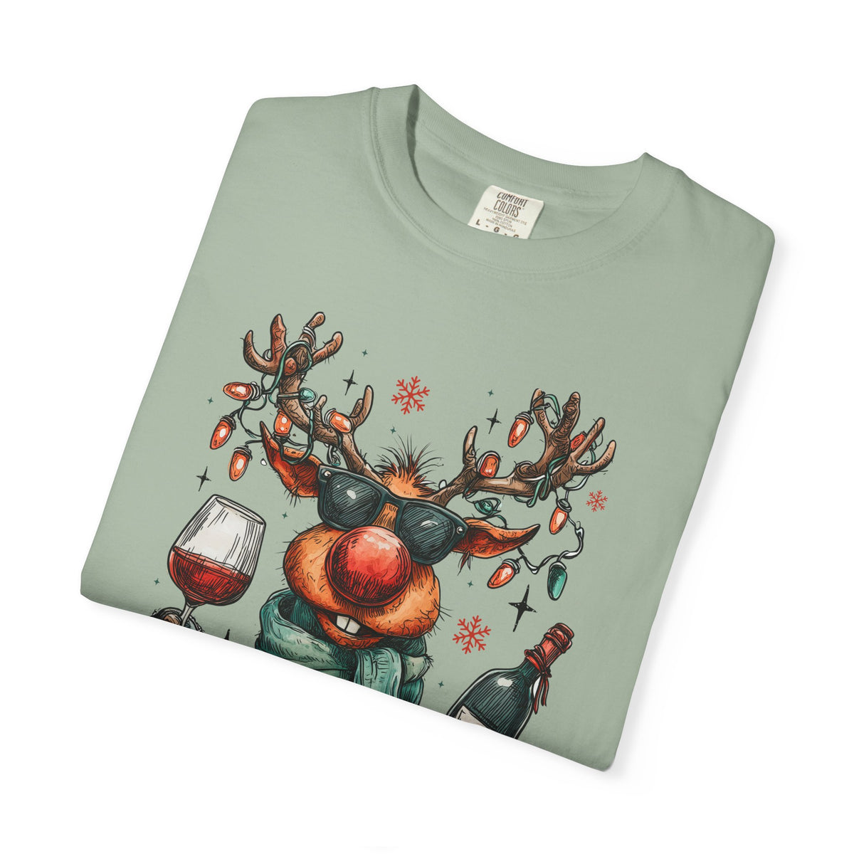 Merry & Mischievous Reindeer - Comfort Colors | Trendy Women's and Men's T-Shirt. Direct to Garment. Printed & Shipped in the USA. Unisex Sizes.