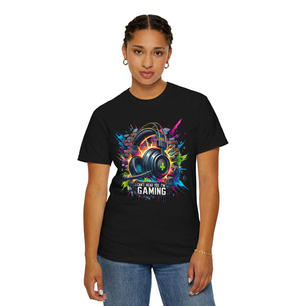 Gaming Headset I Can't Hear You, I'm Gaming - Comfort Colors | Trendy Men's And Women's T-Shirt. Direct to Garment. Printed & Shipped in the USA. Unisex Sizes.