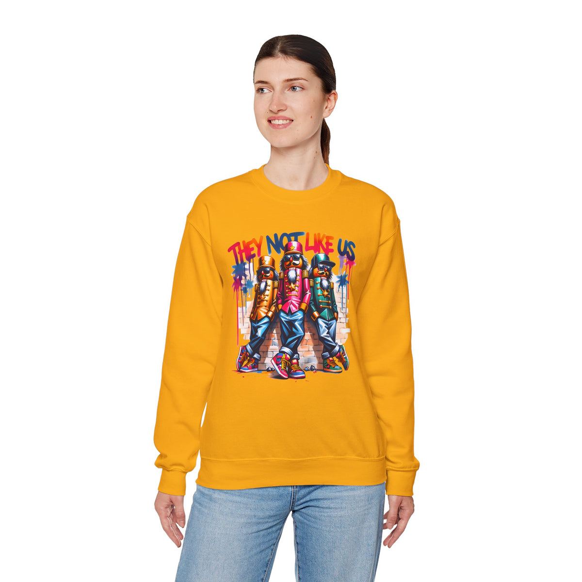 They Not Like Us Nutcracker Trio Christmas – Gildan Heavy Blend | Trendy Women’s and Men's Soft Sweatshirt. Direct to Garment. Printed & Shipped in the USA. Unisex Sizes.