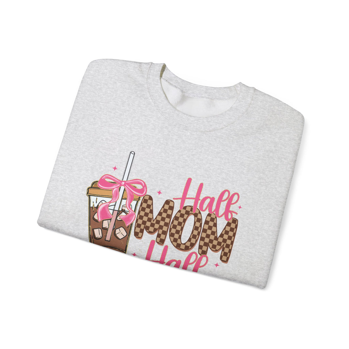 Half Mom Half Coffee, Cute Leopard Print Coffee Design – Gildan Heavy Blend | Trendy Women’s Soft Sweatshirt. Direct to Garment. Printed & Shipped in the USA. Unisex Sizes.