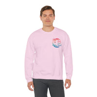 Sun Salt Sand, Beach Sunset - Front & Back Print – Gildan Heavy Blend | Trendy Women’s and Men's Soft Sweatshirt. Direct to Garment. Printed & Shipped in the USA. Unisex Sizes.