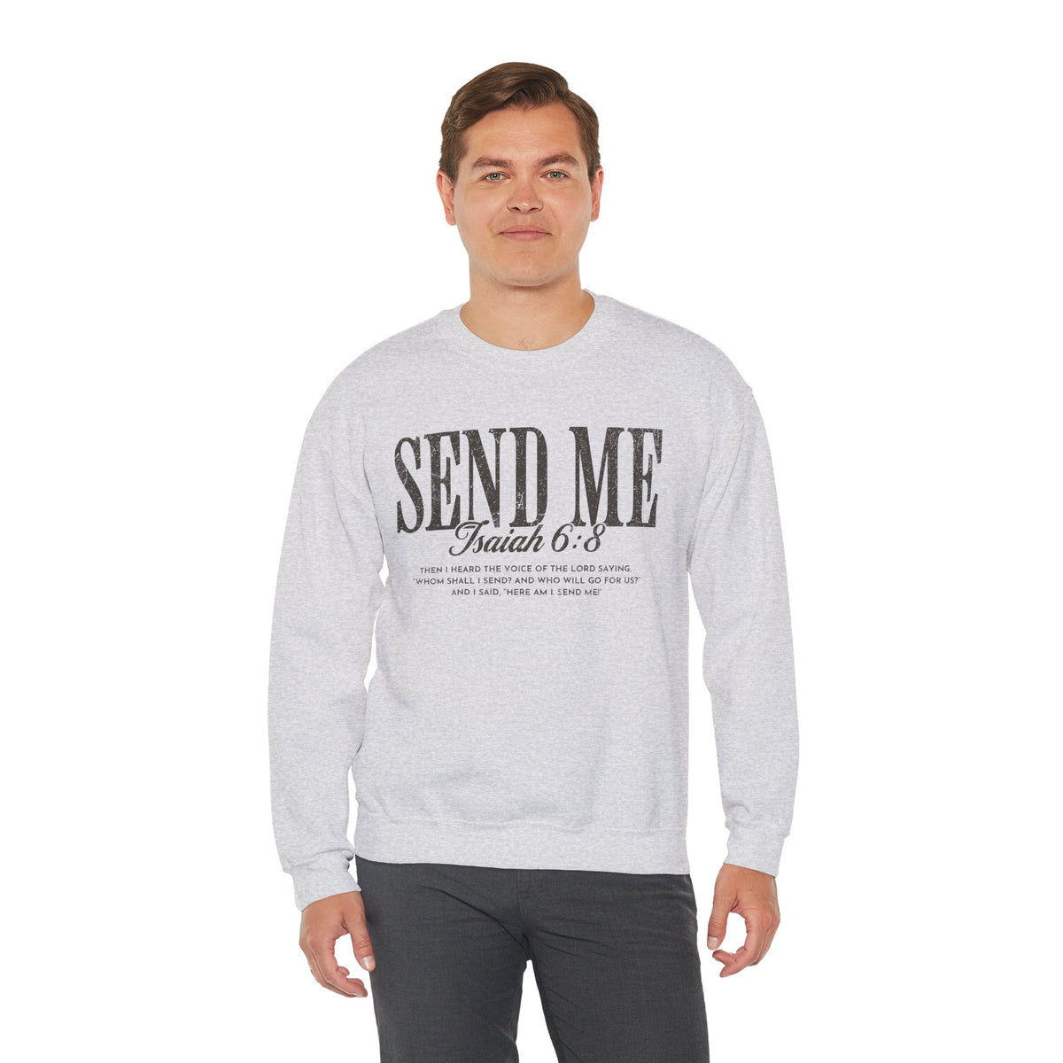 Send Me, Vintage - Faith – Gildan Heavy Blend | Trendy Women’s and Men's Soft Sweatshirt. Direct to Garment. Printed & Shipped in the USA. Unisex Sizes.