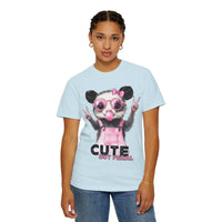 Cute But Feral, Possum in Pink Bibs - Comfort Colors | Trendy Women's T-Shirt. Direct to Garment. Printed & Shipped in the USA. Unisex Sizes.