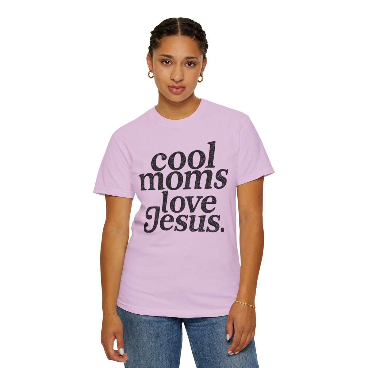 Cool Moms Love Jesus, Vintage - Comfort Colors | Trendy Women's T-Shirt. Direct to Garment. Printed & Shipped in the USA. Unisex Sizes.